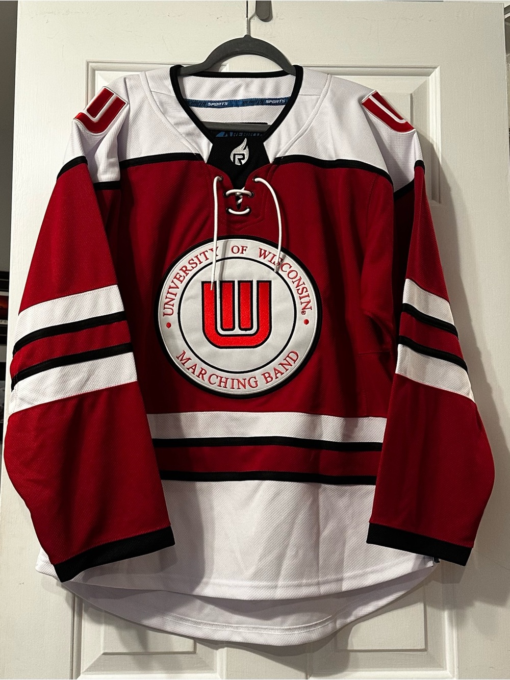 University of Wisconsin Marching Band Hockey Jersey. Size Adult Small.